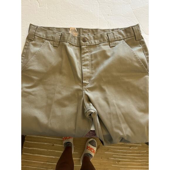 Carhartt Khaki 36x30 Chino Pants Relaxed Fit Washed Twill Tan Mens Casual Logo - Picture 5 of 12
